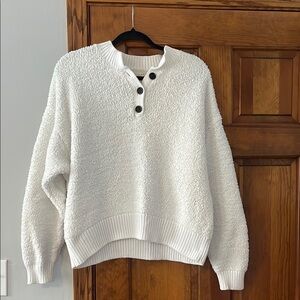 Cozy White Button-Up Sweater